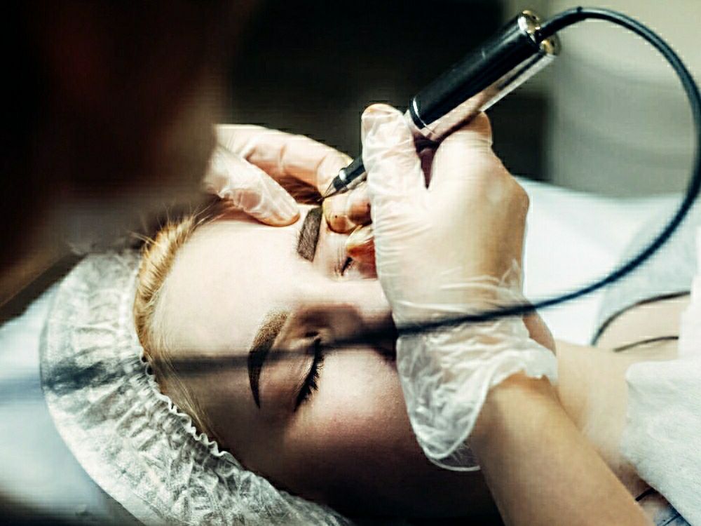 Permanent makeup brow session in progress — Brooklyn studio
